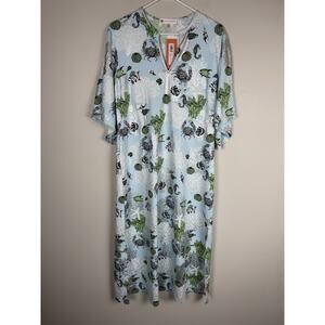 NEW Jude Connally M Ruby Maxi Dress Coral Reef Pool Silver Stretch tropical